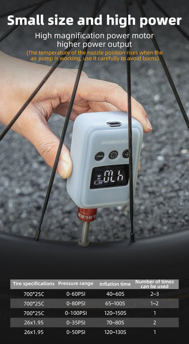 ROCKBROS 150 PSI Portable Pocket Bike Electric Air Pump - The Wright Bikes