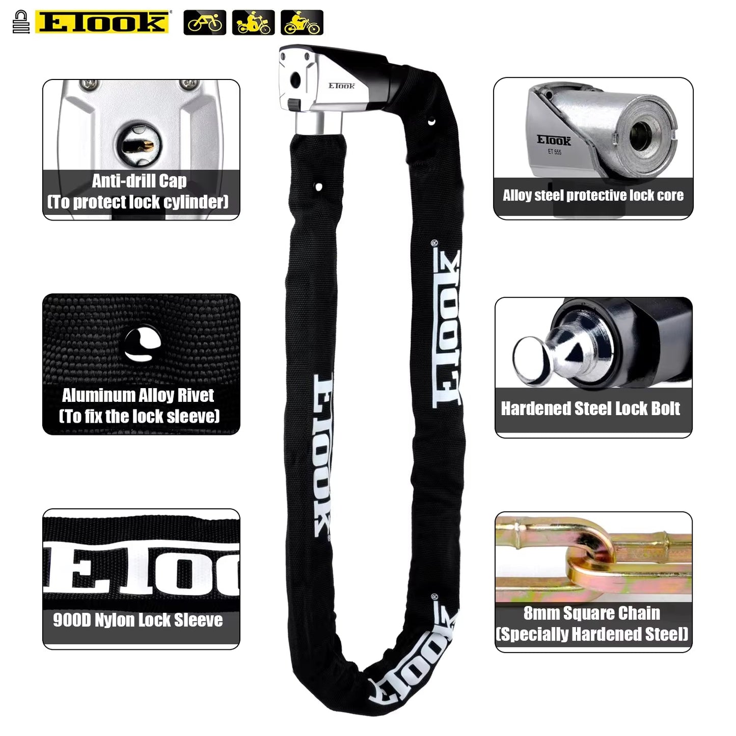 ETOOK Heavy Duty Bicycle Chain Lock The Wright Bikes