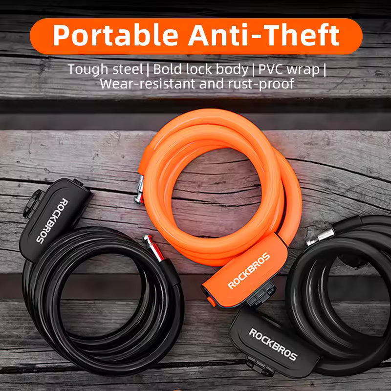 ROCKBROS Anti-Theft Portable Bicycle Cable Lock The Wright Bikes