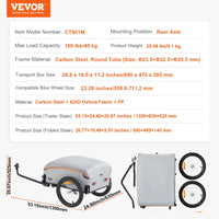 VEVOR Waterproof 20" Bike Cargo Trailer - The Wright Bikes