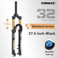 TANKE Horquilla Neumática de Suspensión Delantera Ajustable de 26/27.5/29 Pulgadas
