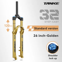 TANKE Horquilla Neumática de Suspensión Delantera Ajustable de 26/27.5/29 Pulgadas