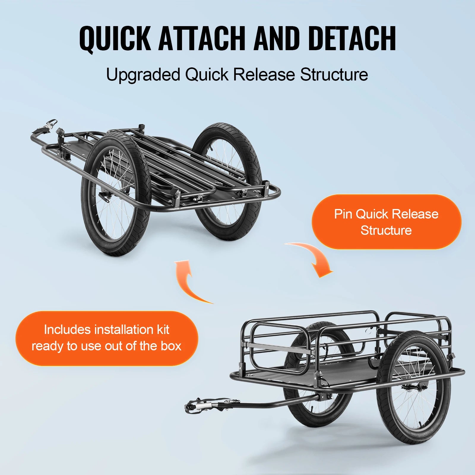 VEVOR High - Capacity 20" Bike Cargo Trailer - The Wright Bikes