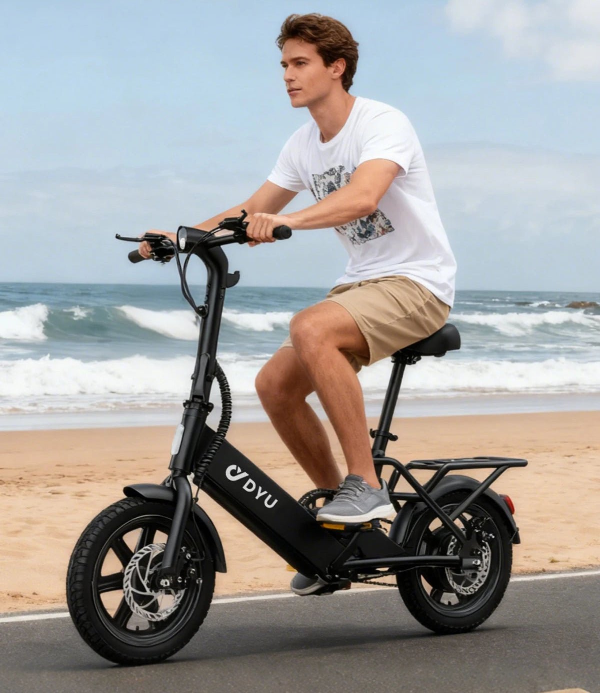 DYU C3 500W 14" Folding Electric City Bike - The Wright Bikes