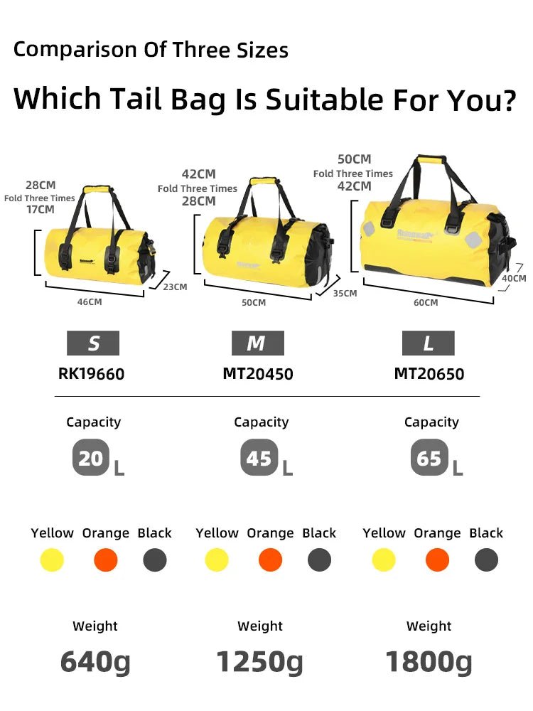 RHINOWALK 20L/45L/60L Waterproof Bicycle | Motorcycle Pannier Bag - The Wright Bikes