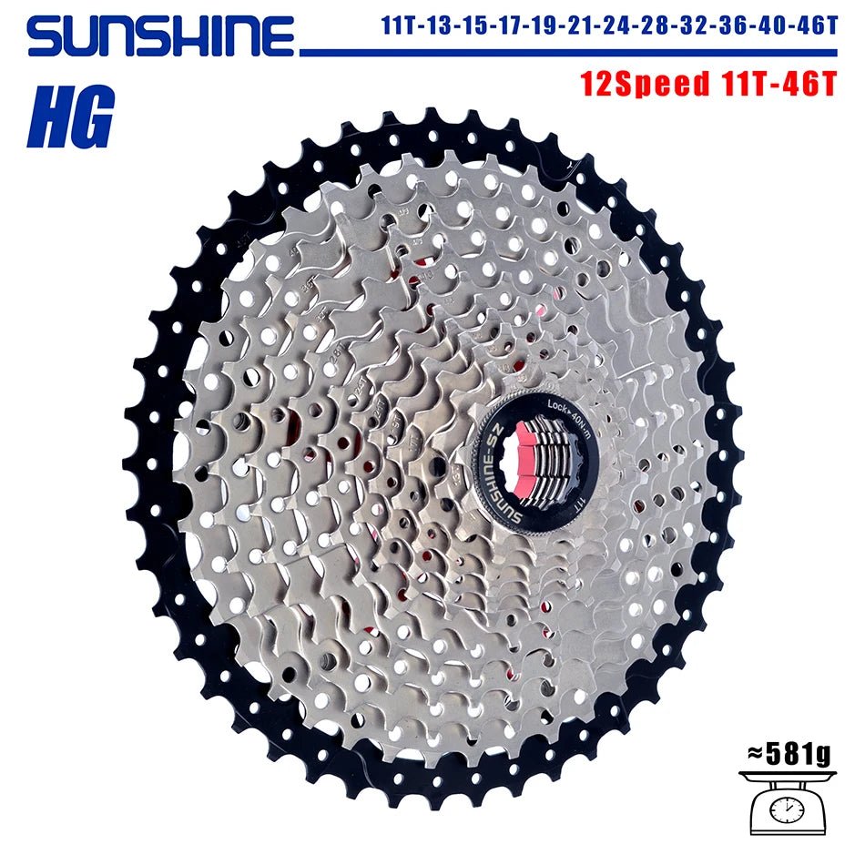 SUNSHINE Bicycle Cassette 8/9/10/11/12Speed Freewheel HG Structure Sprocket 32/36T/40T/42T/46T/50T/52T Flywheel For SHIMANO/SRAM - The Wright Bikes