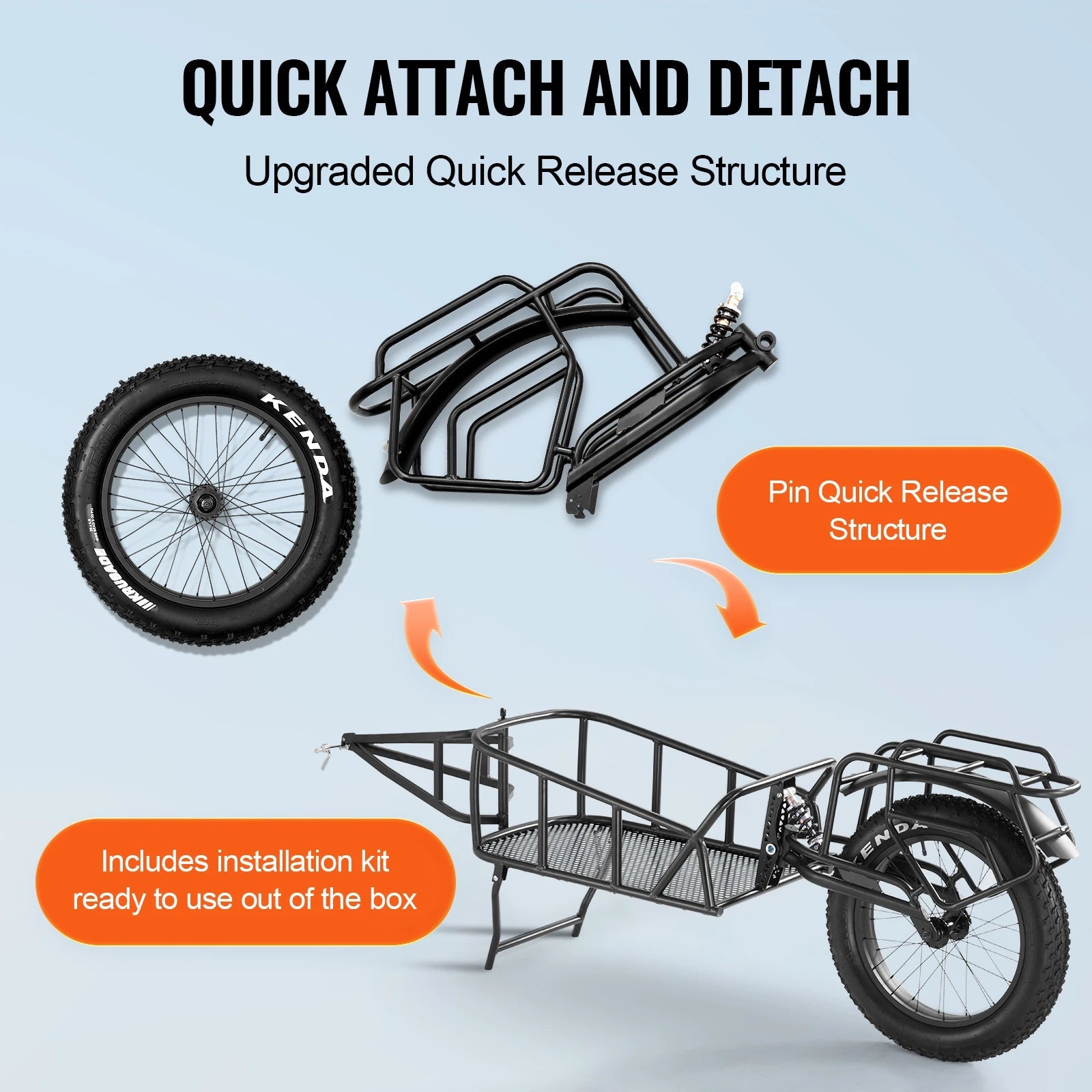 VEVOR Heavy - Duty 20" Bike Cargo Trailer - The Wright Bikes
