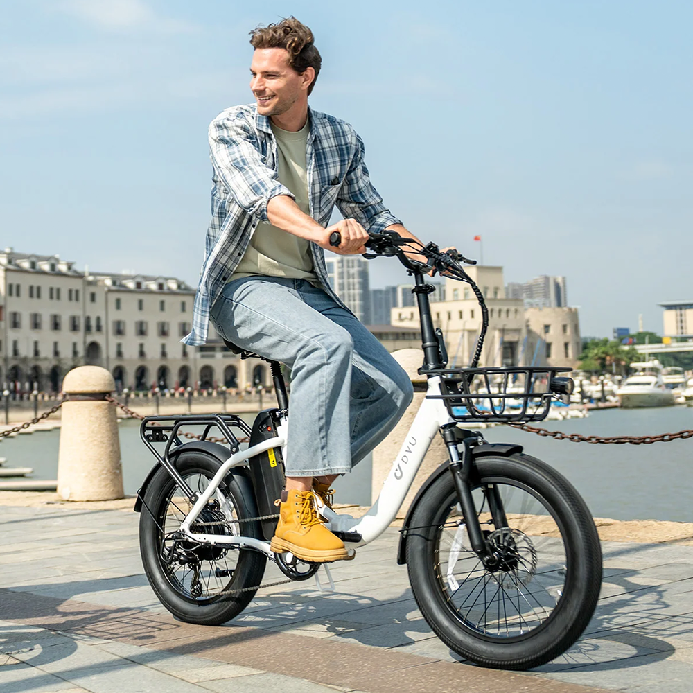 Bicicleta eléctrica de ciudad plegable de neumáticos anchos DYU C9 1000W 20 pulgadas