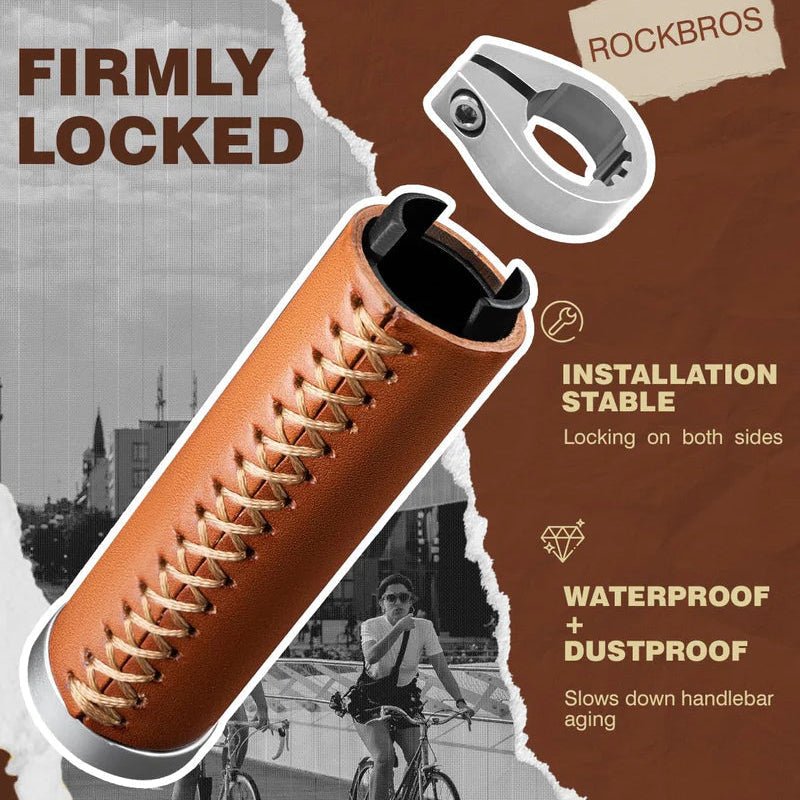 ROCKBROS Premium Leather Bicycle Handlebar Grip - The Wright Bikes